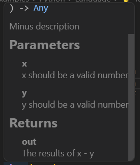Function Description Example