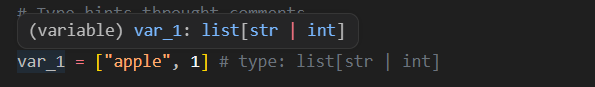 Type hints through comment